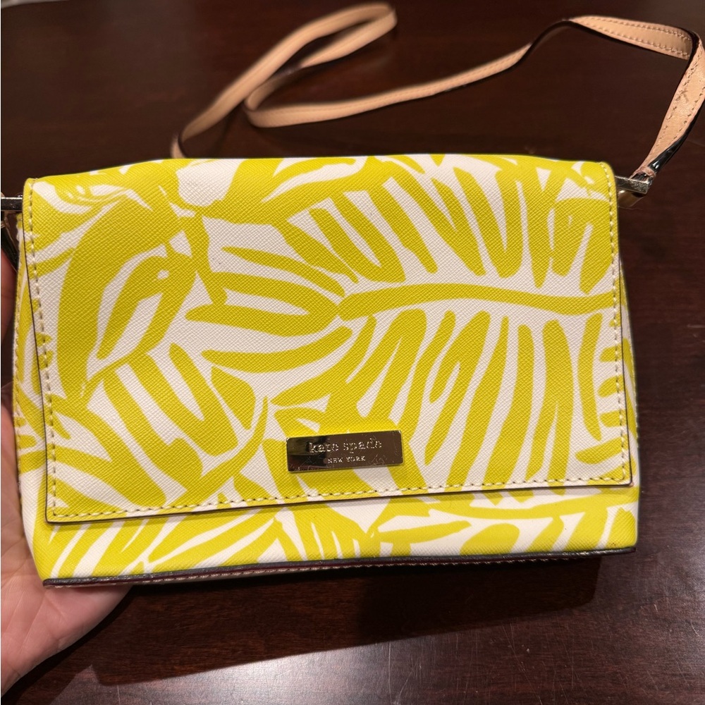 Kate Spade Vibrant Yellow and White Crossbody Bag